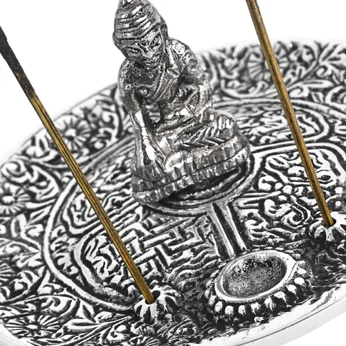 Miniatura 6 de Incense Garden Soporte para quemador de incienso tibetano, aluminio reciclado para conos de incienso, 4 pulgadas