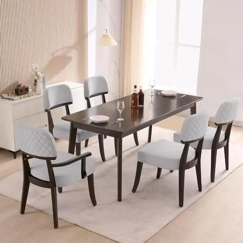 Miniatura 35 de adochr Sillas de comedor de terciopelo con brazos, sillas de comedor tapizadas con patas de madera dura y respaldo curvado abierto, sillas de cocina