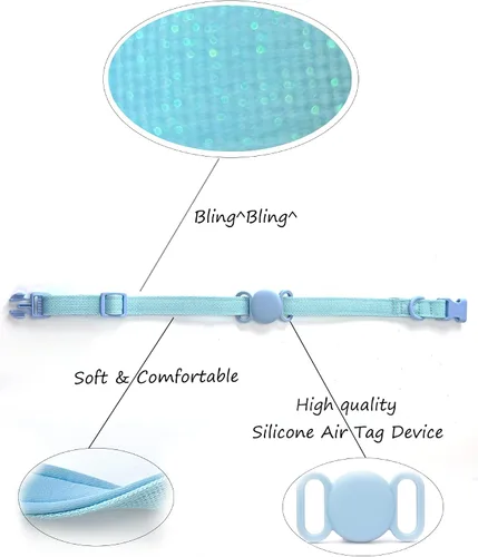 Miniatura 3 de Petank Collar de perro AirTag acolchado suave para perros pequeños a grandes, con dispositivo AirTag de silicona - Rosa (M)