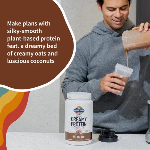 Miniatura 4 de Garden of Life Proteína vegetal cremosa + leche de avena en polvo + proteína vegana con sabor a chocolate, a base de plantas, prebióticos