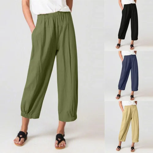 Miniatura 7 de Womens Capri Yoga Pants Wide Leg Loose Comfy Lounge Cropped Capris with Pockets