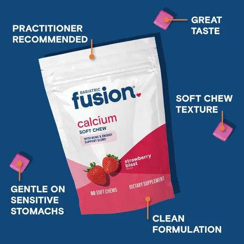 Miniatura 3 de Bariatric Fusion Suplemento de calcio bariátrico masticable Citrato de calcio con vitamina D3 vitamina bariátrica Masticable sin azúcar 500 mg