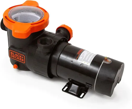 BLACK+DECKER Bomba de piscina, bomba de piscina de una sola velocidad de eficiencia energética para piscinas sobre el suelo con cesta de filtro, 1HP
