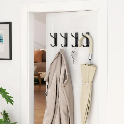 Miniatura 7 de niffgaff Ganchos de pared para abrigo y toalla: colgador adhesivo de puerta de 13 libras, gancho adhesivo para pared, armario, baño, color negro