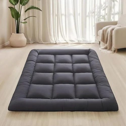 Miniatura 9 de Colchón japonés plegable y portátil, colchón de futón enrollable de 3 pulgadas, tapete de tatami negro para adultos y niños, espuma viscoelástica