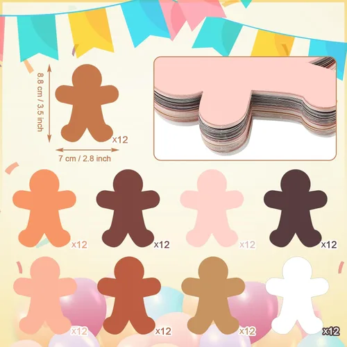 Miniatura 2 de Lincia 108 recortes de papel en forma de personas de 3.5 pulgadas para manualidades, recortes multiculturales en blanco para tablón de anuncios