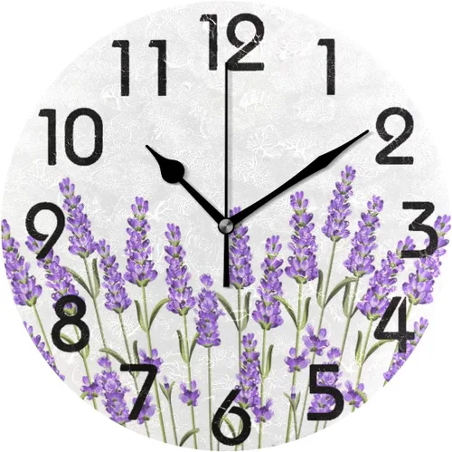 Miniatura 12 de Naanle Elegante reloj de pared redondo con estampado de bandera de Canadá, 9.5 pulgadas, funciona con pilas, reloj de escritorio analógico Coral