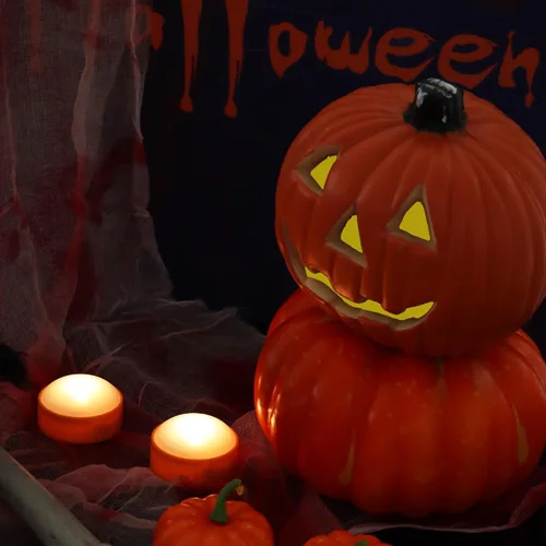 Miniatura 6 de iZAN Luces LED de calabaza a pilas con control remoto y temporizador, velas parpadeantes brillantes sin llama para decoración del hogar, fiesta