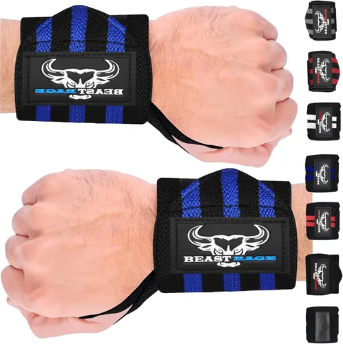 Miniatura 9 de BEAST RAGE Muñequeras para levantamiento de pesas, correas de levantamiento ajustables con lazo para el pulgar para un mejor apoyo en el gimnasio