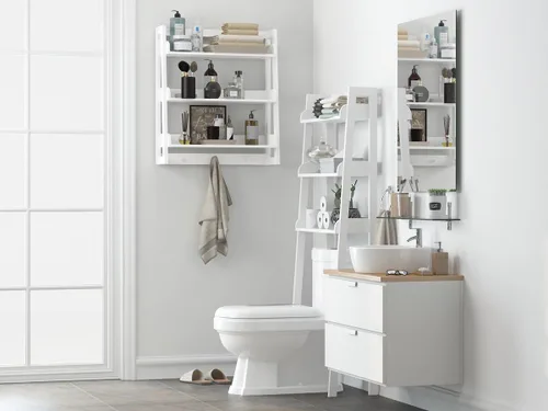 Miniatura 8 de UTEX Estante de pared para baño, organizador de estante de almacenamiento sobre el inodoro, estante de montaje en pared de 3 niveles con gancho
