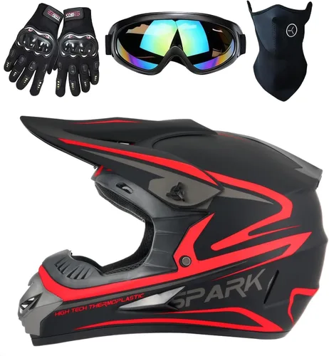 Miniatura 12 de Casco para niños y jóvenes para bicicleta de tierra, motocross, todoterreno, motocicleta, ATV, UTV, bicicleta de calle, Combo de guantes, gafas