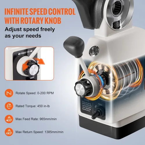Miniatura 3 de Vevor Al-310S Fresadora de alimentación de eje X con torque de 450 pulgada-libras, Fresadora de alimentación de mesa de 0-200 RPM, 110V