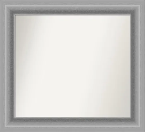 Miniatura 78 de Amanti Art Espejo de baño plateado para sobre fregadero, 26 x 26 pulgadas, espejo cuadrado de níquel pulido, marco de madera tradicional mediano, se