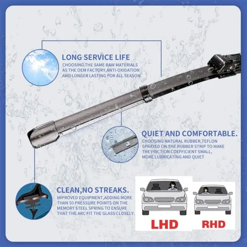 Miniatura 3 de Escobillas de limpiaparabrisas compatibles con Toyota Avensis T27 MK3 2009-2018, limpiaparabrisas delantero y trasero de automóvil, cortador