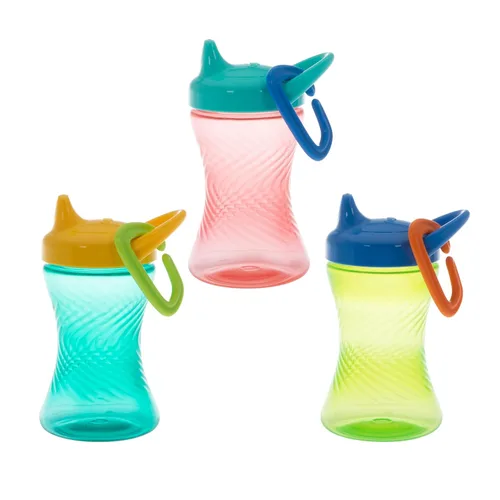 Nuby Vaso antiderrames con boquilla dura de fácil agarre, de 10 onzas, para bebés de 6 meses, color verde/rojo/azul (paquete de 36)
