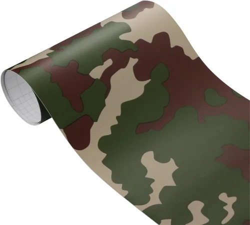 Miniatura 14 de Queenbox Rollo de vinilo autoadhesivo para automóvil, diseño de camuflaje militar, 11.8 x 39.4 in, hecho a mano, amarillo militar