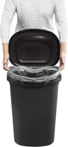 Miniatura 4 de Rubbermaid Touch-Top - Bote de basura de cocina con tapa, 12.2 galones, color negro, contenedor de basura para el hogar, cocina, apartamento/garaje