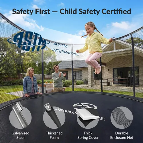 Miniatura 2 de ACWARM HOME Trampoline Outdoor 8FT 10FT 12FT 14FT 15FT 16FT Trampoline with Basketball Hoop and LED Lights, Recreational Trampolines for Kids and