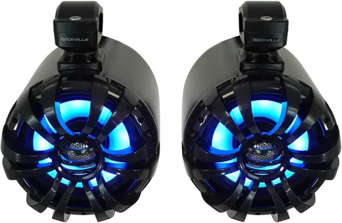 Miniatura 9 de Rockville RGHR45 - Receptor de agujero de calibre marino de 4 zonas, Bluetooth/Radio/Paquete remoto con cable con (2) Rockville WB65KLED 6.5