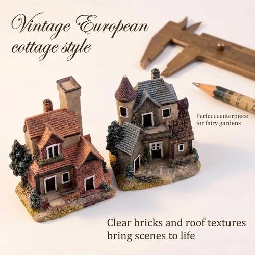 Miniatura 5 de 4 piezas de casa en miniatura de hadas, jardinería, micro paisaje, pueblo, piedra, bonsái, terrario, manualidades, adornos, accesorios, decoración