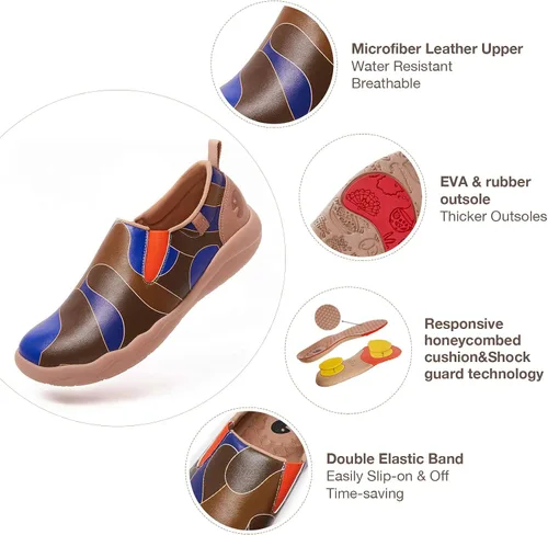 Miniatura 7 de UIN Zapatos para caminar para hombre sin cordones de gamuza de vaca casuales ligeros cómodos a la moda Cuenca Azul