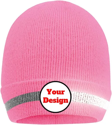 Miniatura 15 de Hi Vis - Gorro de seguridad para personalizar tu logotipo, gorro de punto de invierno con tiras reflectantes unisex