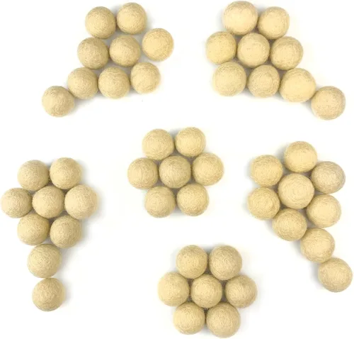 Miniatura 4 de Bolas de fieltro de lana bronceada natural (50) pompones 100% lana Pompones suaves neutros beige fieltro a mano en Nepal para manualidades