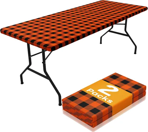 Miniatura 8 de Smiry Mantel de Mesa de Picnic Paquete de 2, Manteles Ajustables Elásticos Impermeables para Mesas Rectangulares de 18 x 72 pulgadas, Mantel