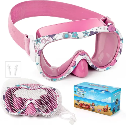 Miniatura 16 de Gafas de natación para niños, antifugas, máscara de Snork con cubierta de nariz y correa de tela elástica, gafas de natación con protección UV