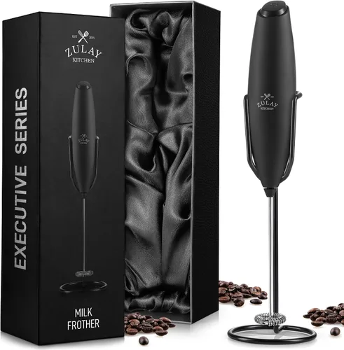 Miniatura 418 de Zulay Milk Boss Espumador de leche potente manual, hace espuma para latte, batidor para mezclar bebidas, café, miniespumador para capuchino, frappé