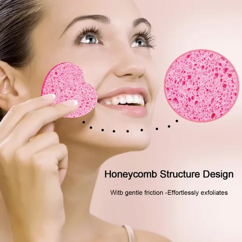 Miniatura 8 de 100 unidades de esponjas faciales comprimidas en forma de corazón de celulosa natural para esteticistas, esponjas profesionales cosméticas y de spa