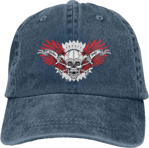 Miniatura 9 de Sombrero de vaquero de moda para hombre y mujer, ajustable para cuatro estaciones, gorra de béisbol del infierno con ángel, azul marino, Azul marino