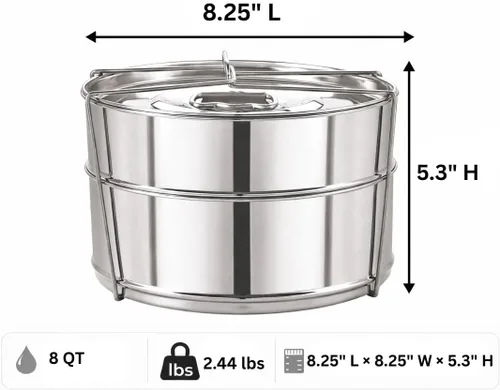 Miniatura 3 de Sartenes apilables de acero inoxidable - Insertos instantáneos para ollas - Tamaño de 8 cuartos de galón