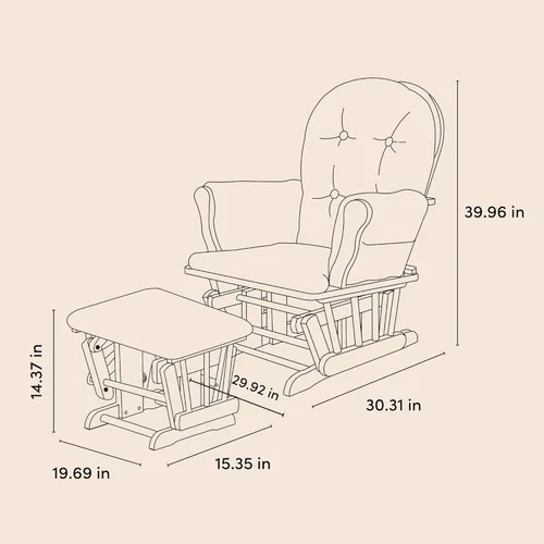 Miniatura 8 de Storkcraft Planeador de Aro Premium y Otomana (Chevron Blanco/Gris) — Planeador de Guardería con Certificado GREENGUARD Gold, Artesanía de Madera