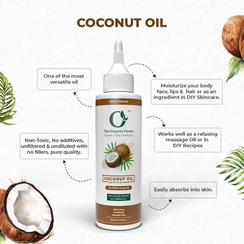Miniatura 4 de Aceite de coco orgánico a base de plantas para piel y cabello Aceite de coco puro para cabello dañado, hidratación profunda y masaje Aceite