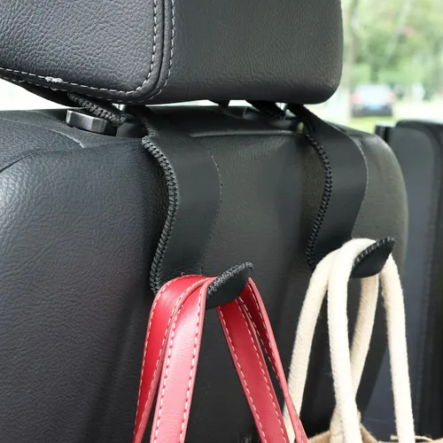 Miniatura 7 de Amooca - Gancho para reposacabezas de asiento de coche, organizador de almacenamiento universal para bolso de mano, abrigo, cuero con metal