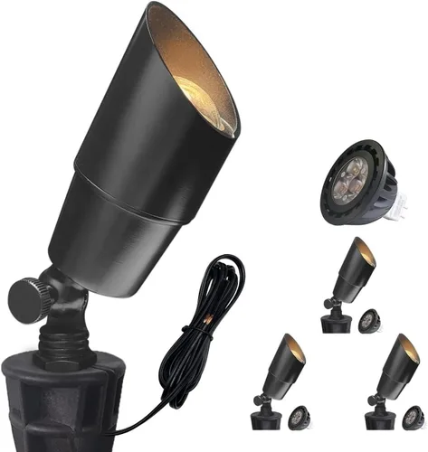 Miniatura 21 de COLOER Foco de paisaje de latón de bajo voltaje (negro) paquete de 1 con carcasa de aluminio de 5 W, foco LED MR16 2700K 450LM CRI85+, iluminación