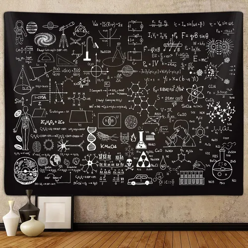Tapiz de Aula para Decoraciones de Fondo de Laboratorio de Ciencias, Mantel de Tapices con Tema de Matemáticas y Ciencias para Colgar en la Pared