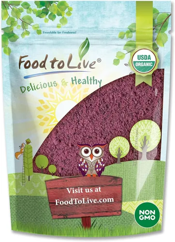 Food to Live Polvo orgánico de saúco negro, 2 libras, sin OMG, hecho de bayas secas crudas, sin sulfuro, vegano, a granel, ideal para hornear,