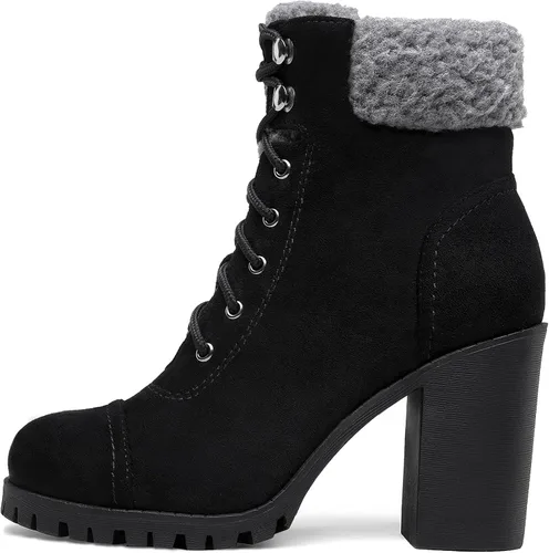 Miniatura 2 de DREAM PAIRS Botas con cordones para mujer, tacón alto grueso, botines