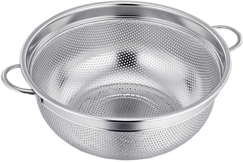 Miniatura 8 de TeamFar Colador de 3 coladores de acero inoxidable perforado con asas para espaguetis, pasta, bayas, libre de óxido y apto para lavavajillas, 1/3/5
