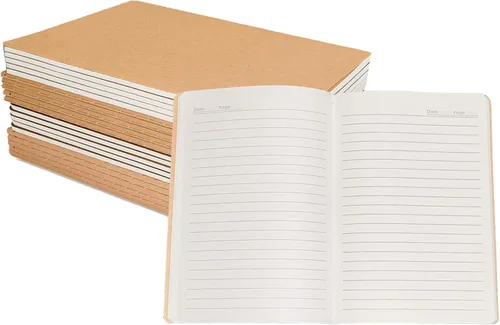 Miniatura 11 de Paquete de 10 cuadernos de papel kraft rayados A5 a granel, papel grueso de 80 GSM, 36 hojas 72 páginas (actualizado de 30 hojas y 60 páginas)