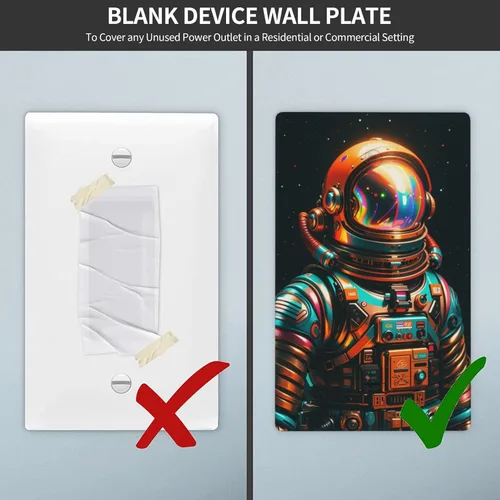 Miniatura 8 de Cubiertas decorativas para interruptor de luz de astronauta, placa de pared en blanco, placa frontal eléctrica para interruptor de baño, dormitorio
