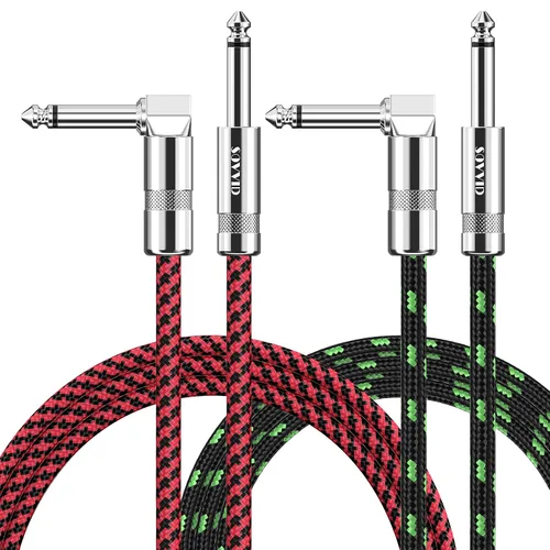 Miniatura 14 de Cable de Guitarra de 6 Pies Cable de Instrumento para Guitarra Eléctrica y Bajo, Teclado - Cable AMP de Ángulo Recto de 1/4 Pulgada, Negro