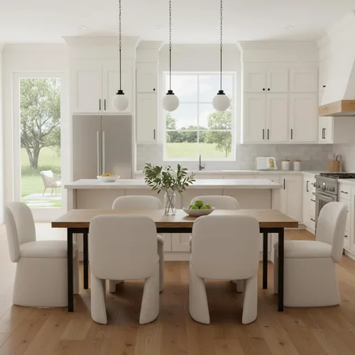Miniatura 26 de Hyfirm Juego de 4 sillas de comedor tapizadas modernas, sillas de comedor laterales de chenilla, sillas de cocina sin brazos, sillas Parsons