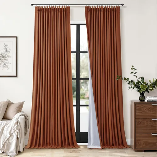 Miniatura 19 de Cortinas opacas plisadas de lino beige y blanco de 90 pulgadas de largo para dormitorio o sala de estar, juego de 2 paneles, oscurecimiento