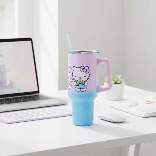 Miniatura 8 de Silver Buffalo Sanrio Hello Kitty and Friends Featuring My Melody, Kuromi, Pompompurin Rainbow Ombre - Vaso de acero inoxidable de doble pared