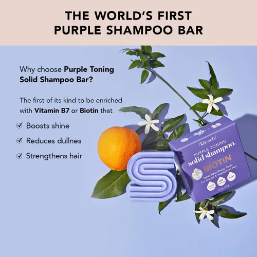 Miniatura 2 de Kitsch Toning Purple Shampoo Bar para rubias y cabello teñido - Champú para mujeres y hombres - Champú de biotina para fortalecer y neutralizar