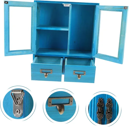 Miniatura 7 de LIFKOME Arqueado Gabinete de pared Caja de almacenamiento de madera Almacenamiento bajo Decoración de cocina montada en la pared
