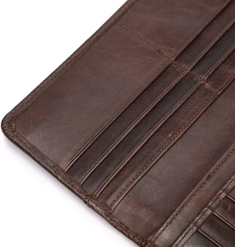 Miniatura 3 de Bolso de mano grande y largo de cuero para hombre, billetera plegable, tarjetero para hombre, para chequera y tarjetas de identificación, regalo
